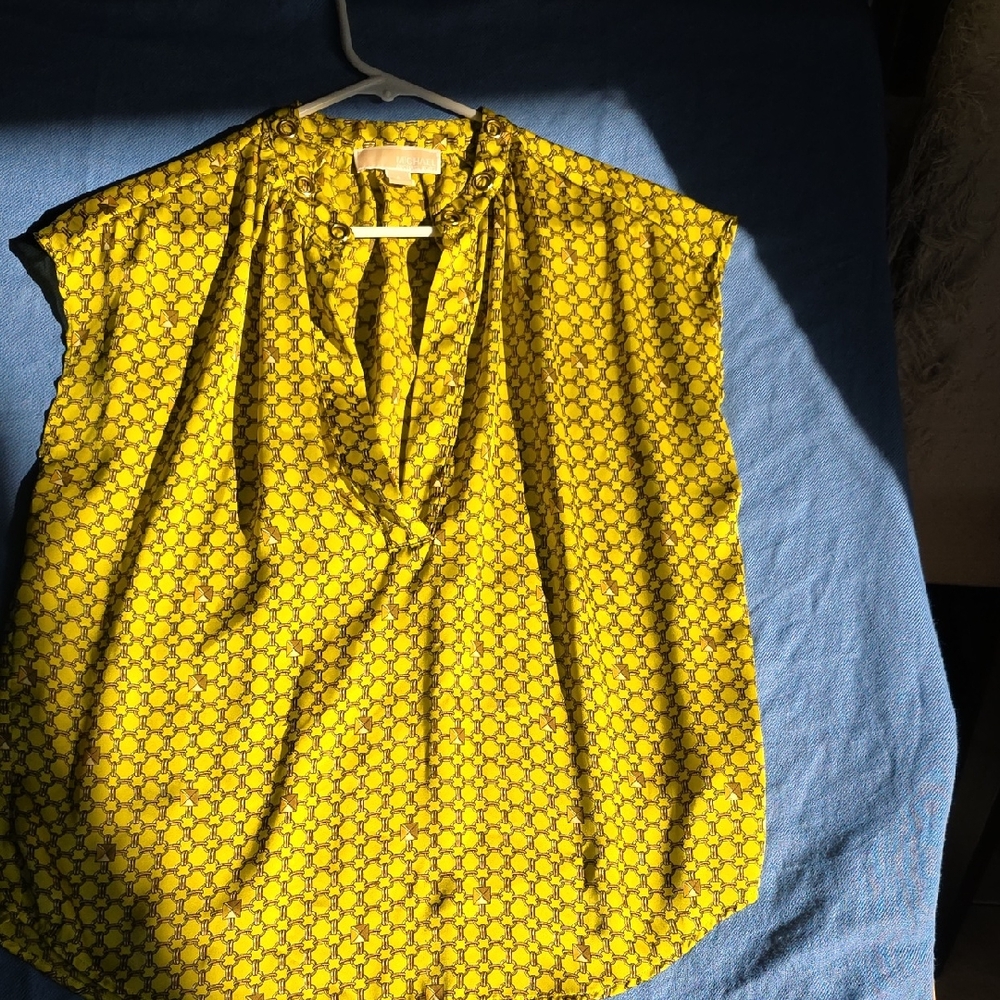 Michael Kors Vibrant Yellow Patterned Blouse